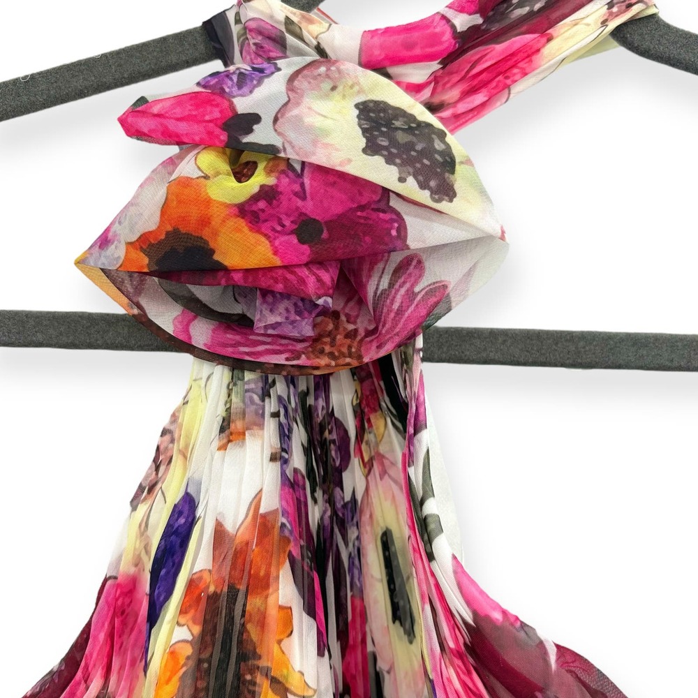 Sold. Mac Duggal NEW Asymmetrical Ruffled Halter Floral Chiffon Gown Size 10 - Picture 8 of 16
